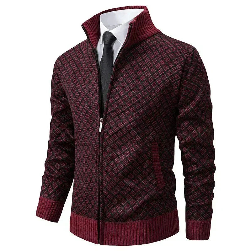 Jermaine | Cozy Diamond Knit Cardigan - Valereo