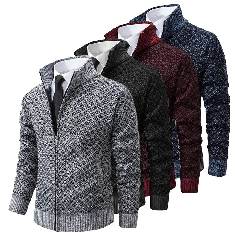 Jermaine | Cozy Diamond Knit Cardigan - Valereo