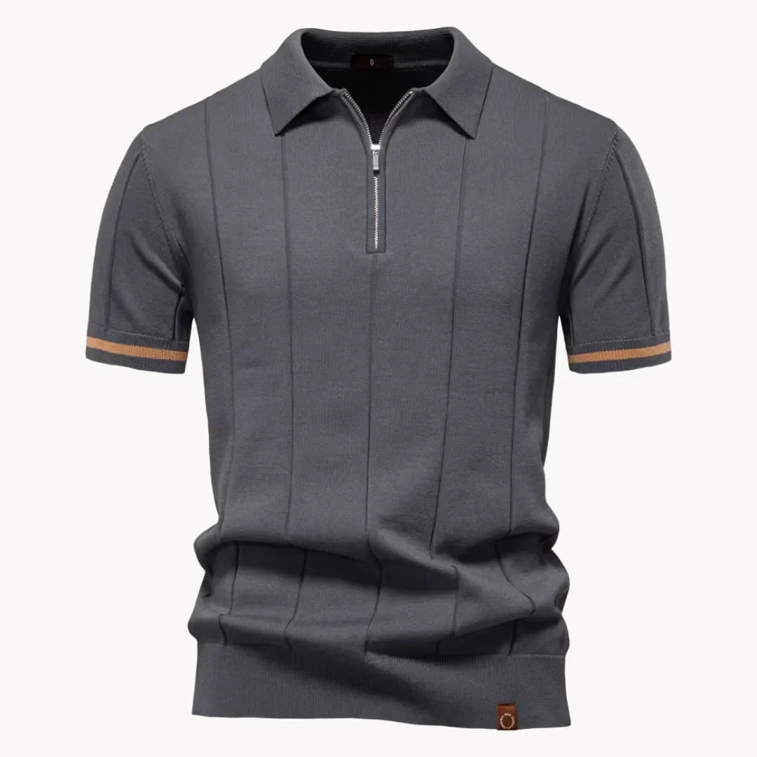 Jermaine | Refined Ribbed Zip Polo Shirt - Valereo