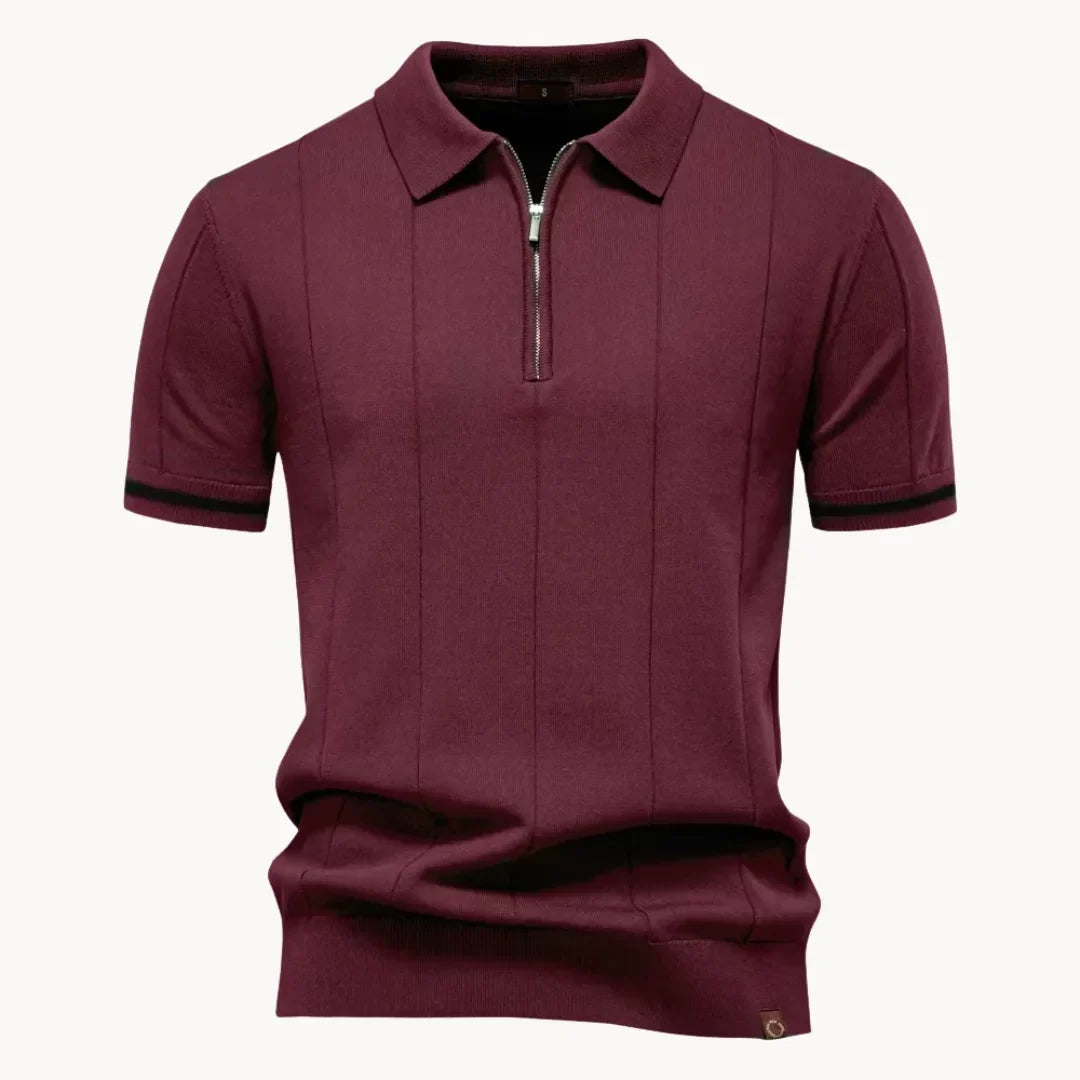 Jermaine | Refined Ribbed Zip Polo Shirt - Valereo