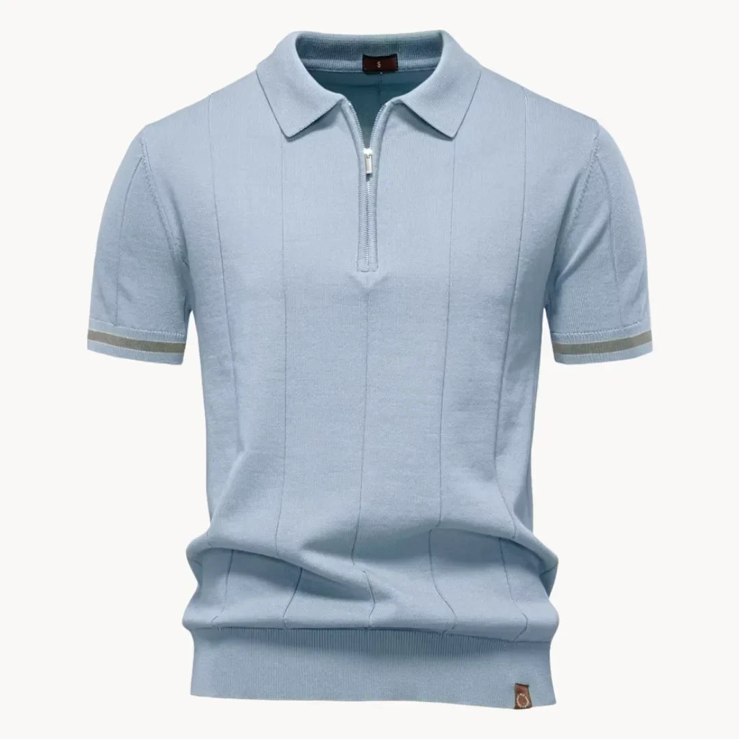 Jermaine | Refined Ribbed Zip Polo Shirt - Valereo