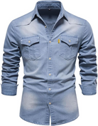 Jermaine | Stylish Denim Chest-Pocket Shirt - Valereo