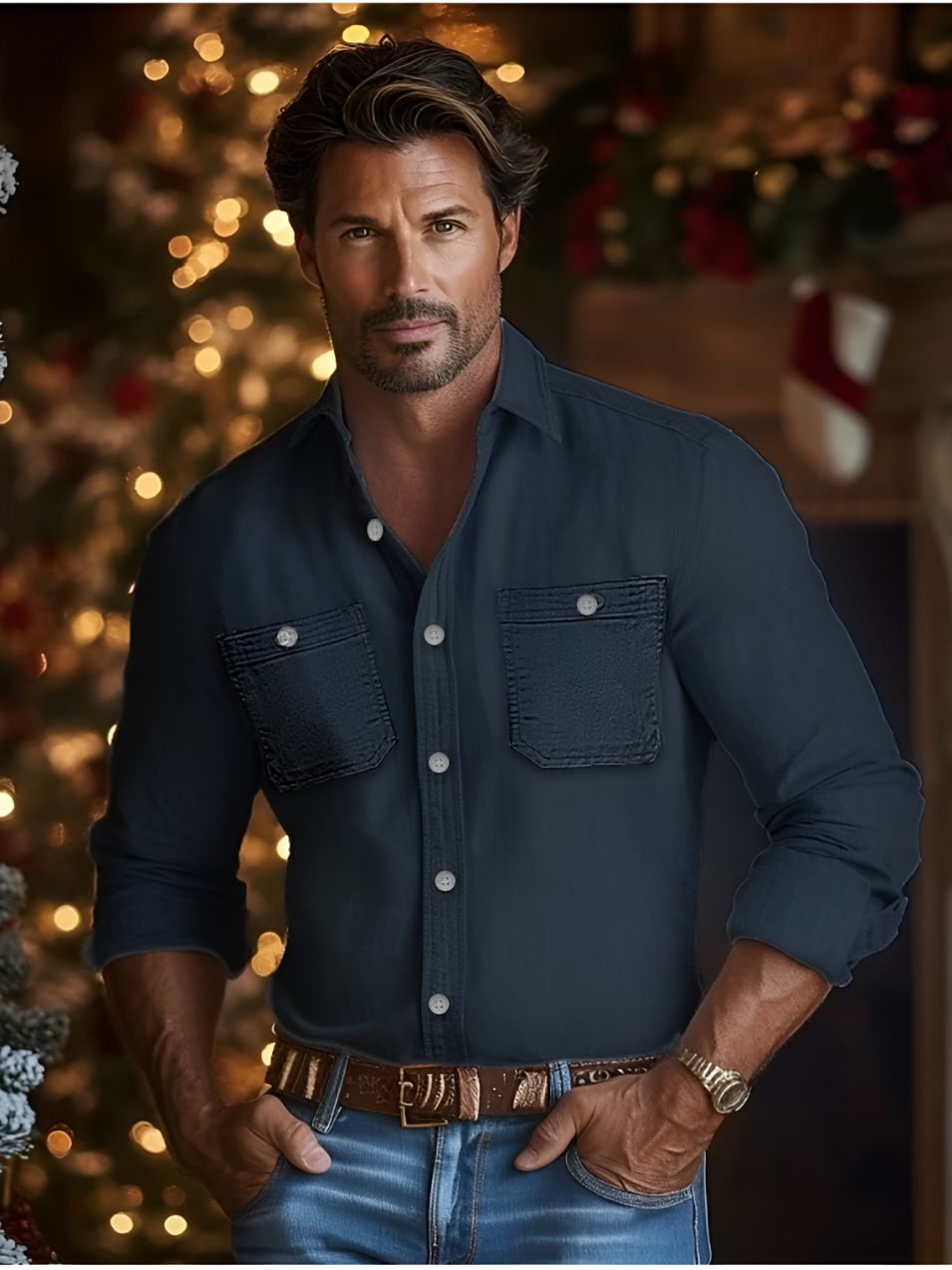 Jermaine | Stylish Denim Chest-Pocket Shirt - Valereo