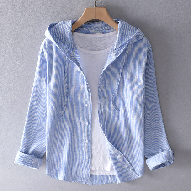 Julian | Casual Striped Hooded Shirt - Valereo