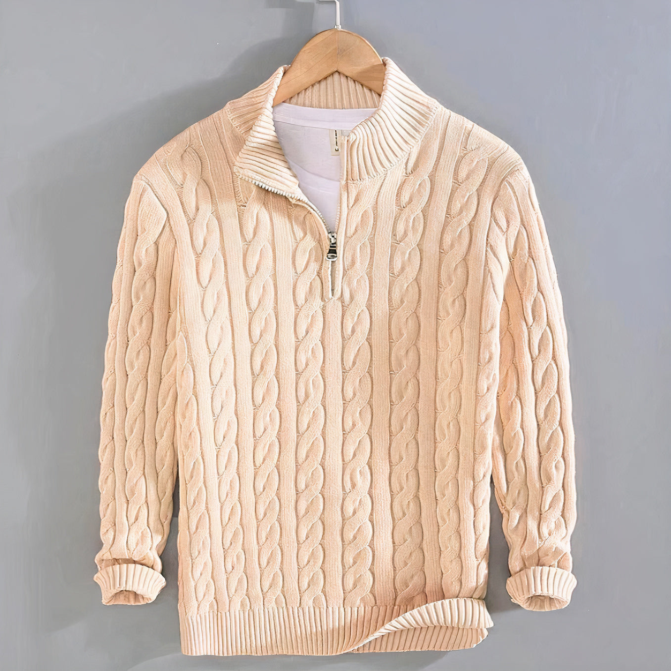 Julian | Refined Cable Knit Quarter-Zip Sweater - Valereo