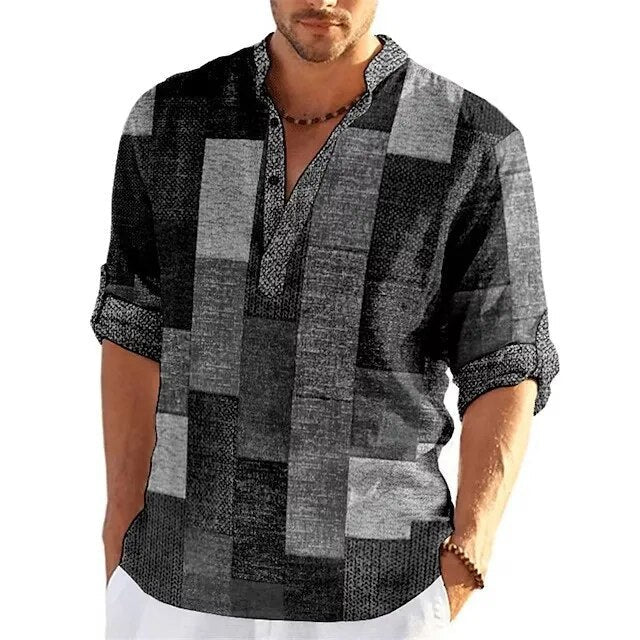 Julian | Stylish Patchwork Henley Polo Shirt - Valereo
