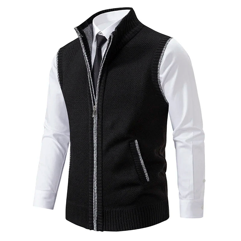 Lucas | Refined Zip-Front Knit Sweater Vest - Valereo
