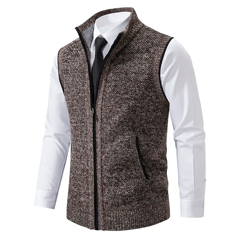 Lucas | Refined Zip-Front Knit Sweater Vest - Valereo