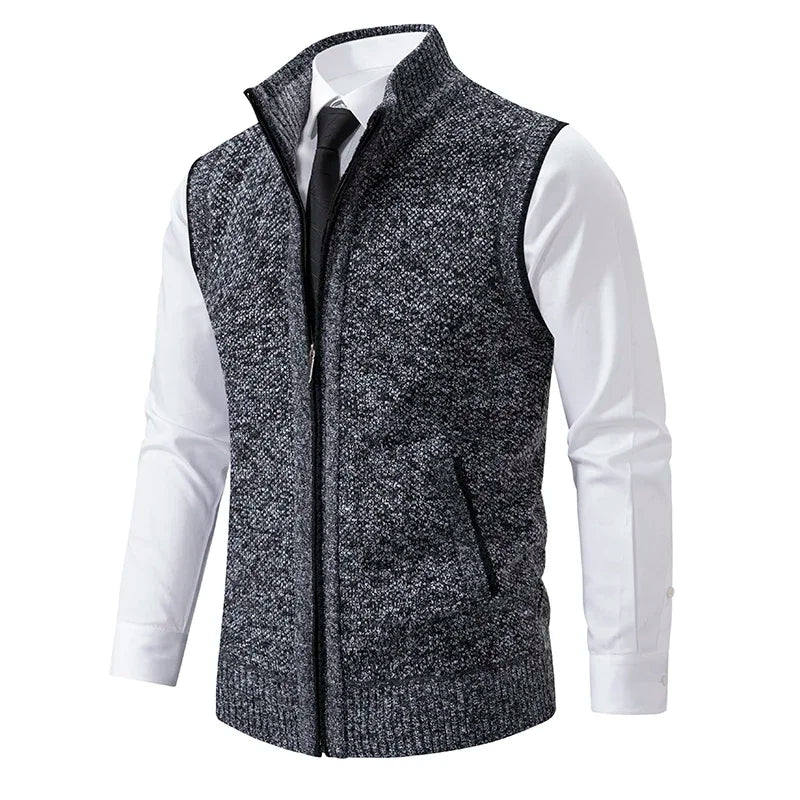 Lucas | Refined Zip-Front Knit Sweater Vest - Valereo