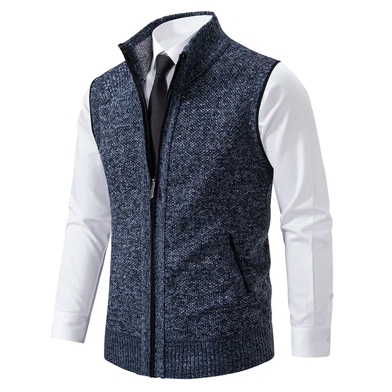 Lucas | Refined Zip-Front Knit Sweater Vest - Valereo