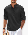 Lucas | Relaxed Band Collar Henley Shirt - Valereo