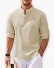 Lucas | Relaxed Band Collar Henley Shirt - Valereo