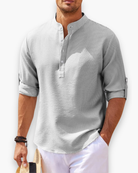 Lucas | Relaxed Band Collar Henley Shirt - Valereo
