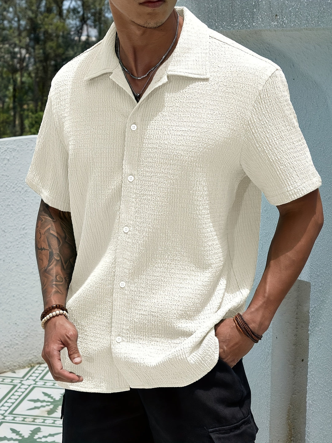 Lucas | Relaxed Textured Button-Up Shirt - Valereo