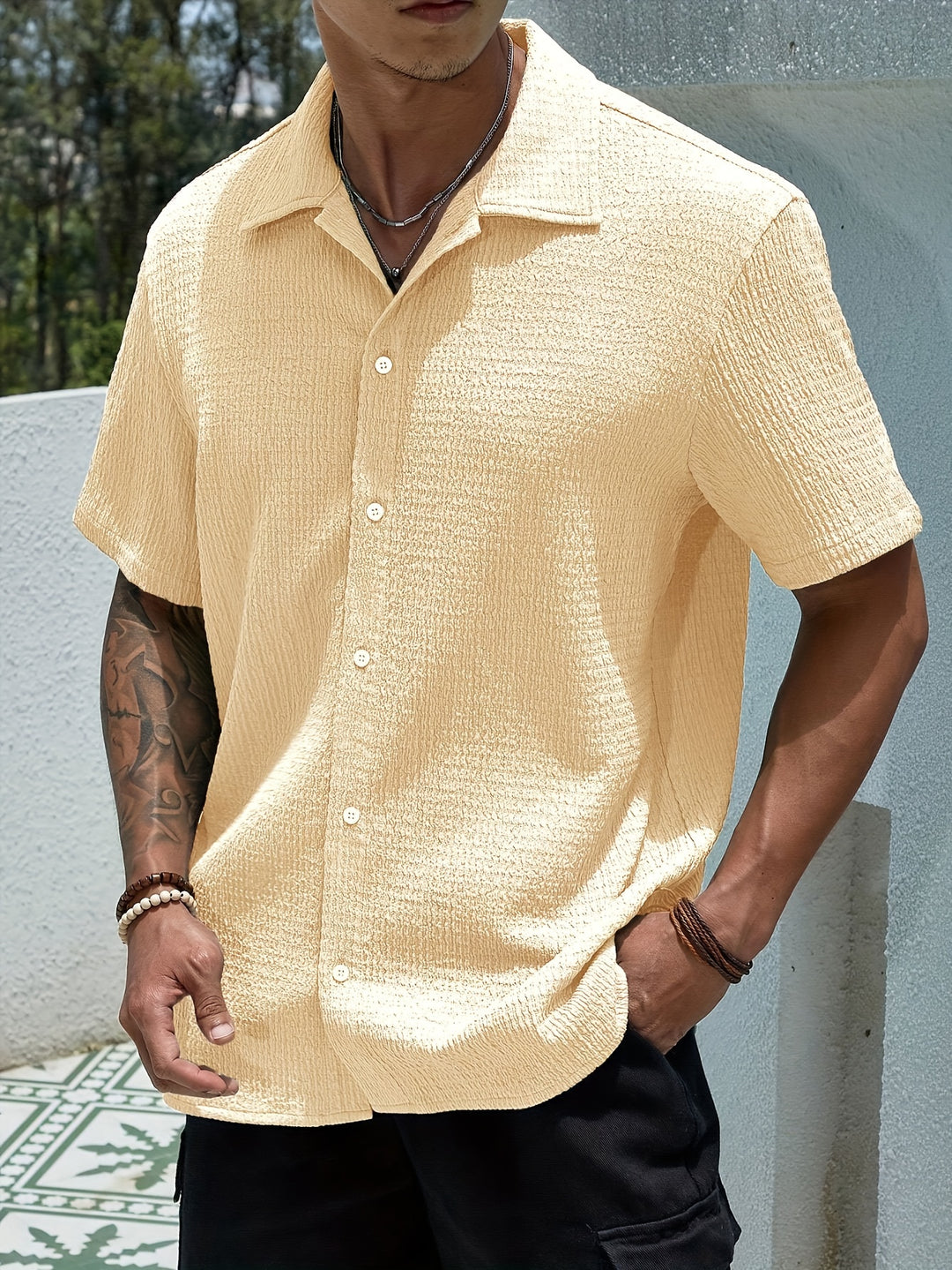 Lucas | Relaxed Textured Button-Up Shirt - Valereo