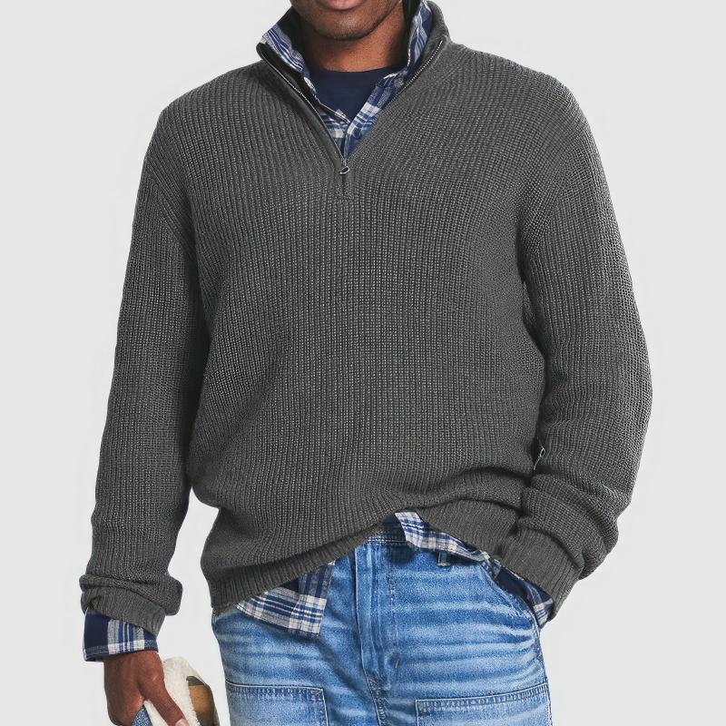 Marcus | Casual Quarter-Zip Ribbed Knit Sweater - Valereo