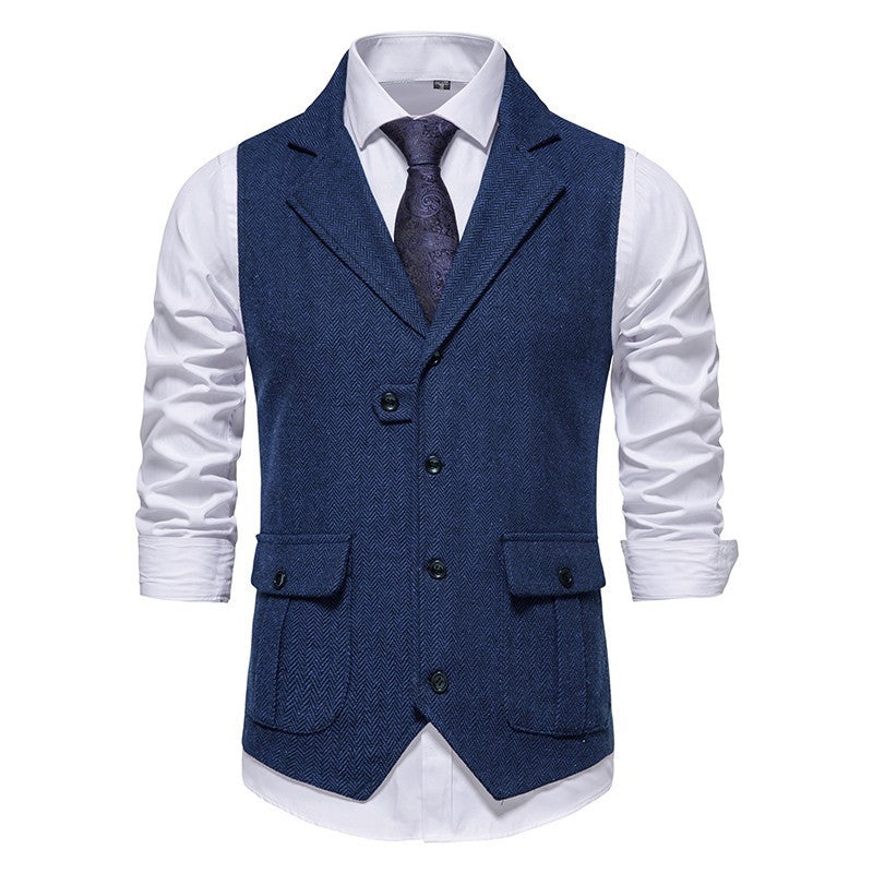 Marcus | Classic Herringbone Tailored Vest