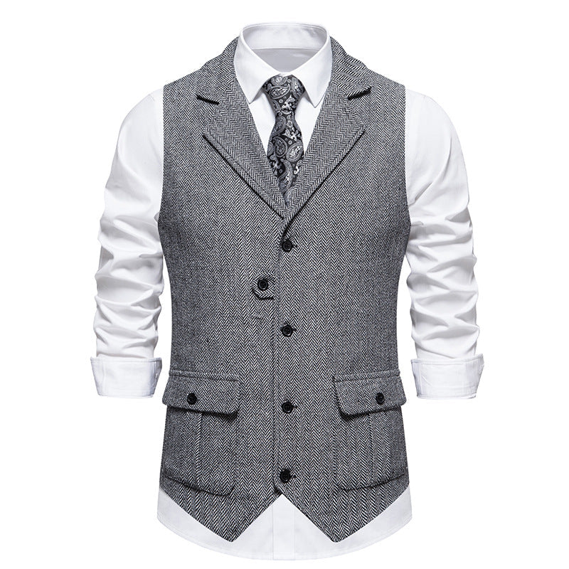 Marcus | Classic Herringbone Tailored Vest