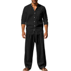 Mason | Breathable Linen Band-Collar Shirt - Valereo