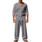 Mason | Breathable Linen Band-Collar Shirt - Valereo