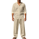 Mason | Breathable Linen Band-Collar Shirt - Valereo