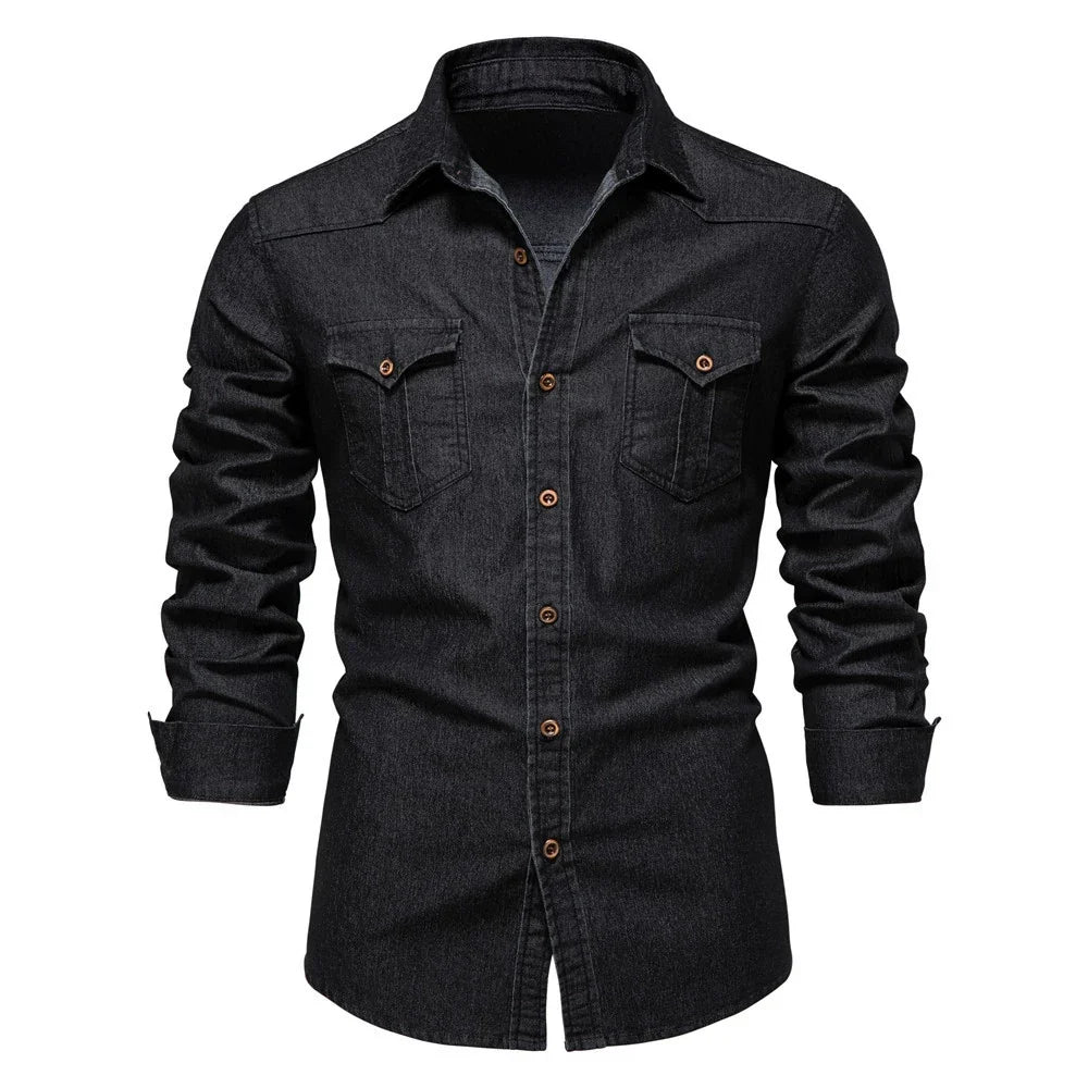 Mason | Casual Denim Button-Up Shirt - Valereo