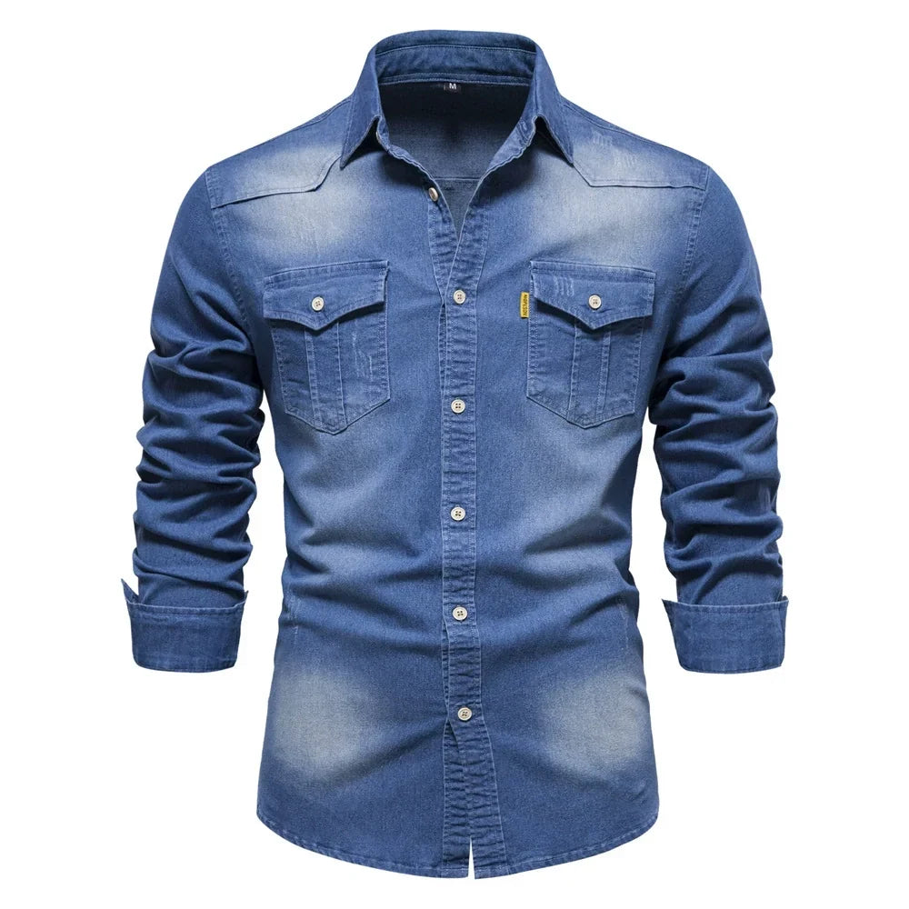 Mason | Casual Denim Button-Up Shirt - Valereo