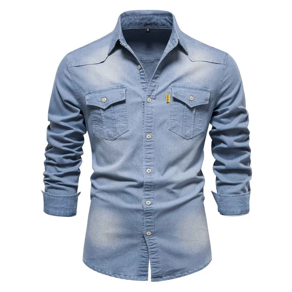 Mason | Casual Denim Button-Up Shirt - Valereo