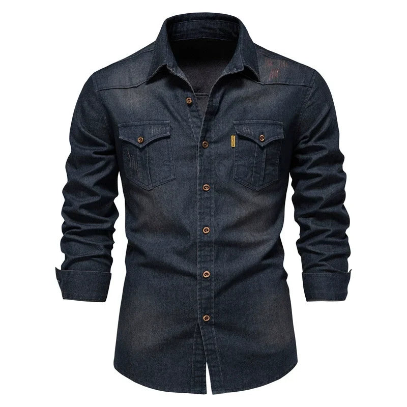 Mason | Casual Denim Button-Up Shirt - Valereo