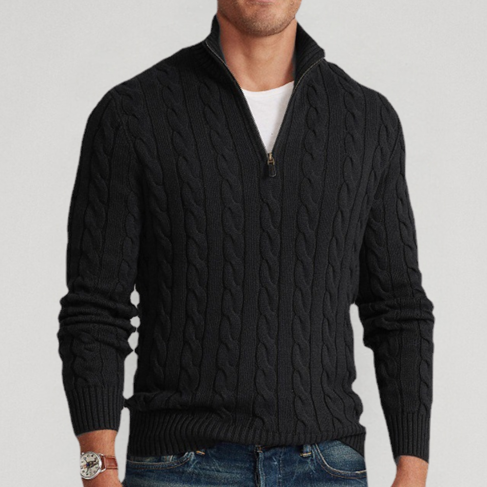 Mason | Classic Cable Knit Quarter-Zip Sweater - Valereo