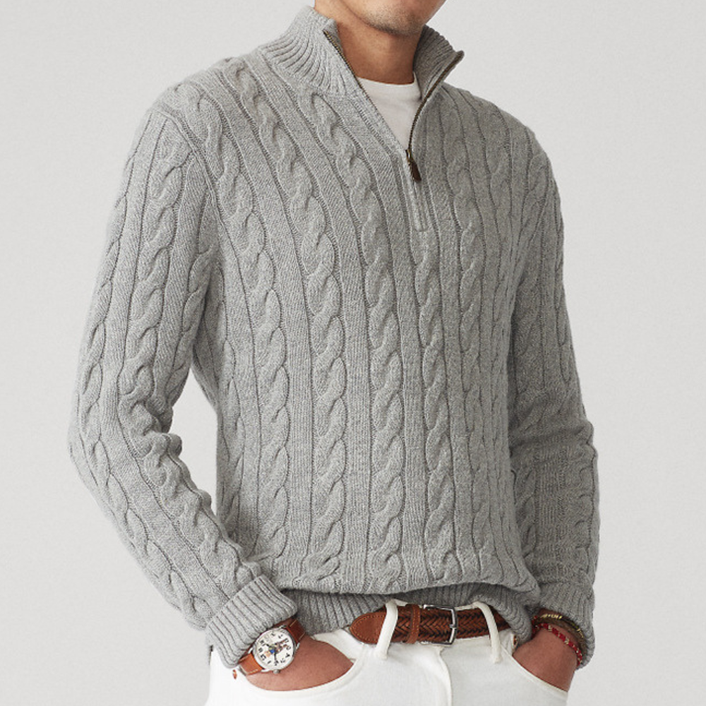 Mason | Classic Cable Knit Quarter-Zip Sweater - Valereo