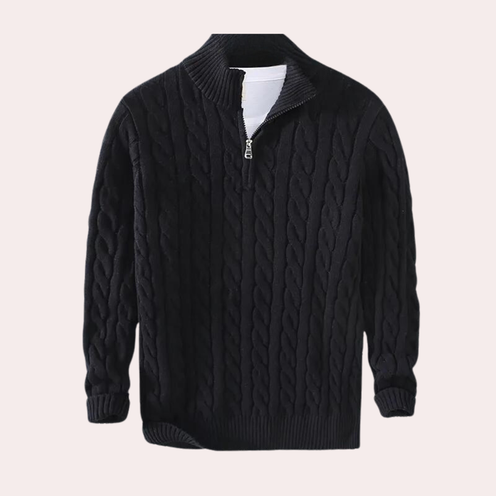 Mason | Classic Cable Knit Quarter-Zip Sweater - Valereo