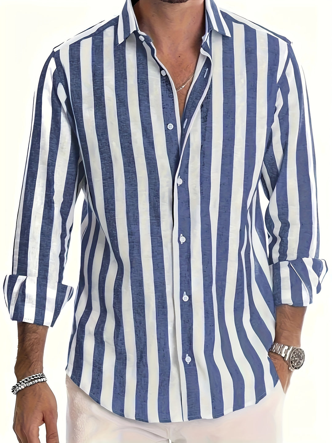 Mason | Classic Striped Button-Up Shirt - Valereo