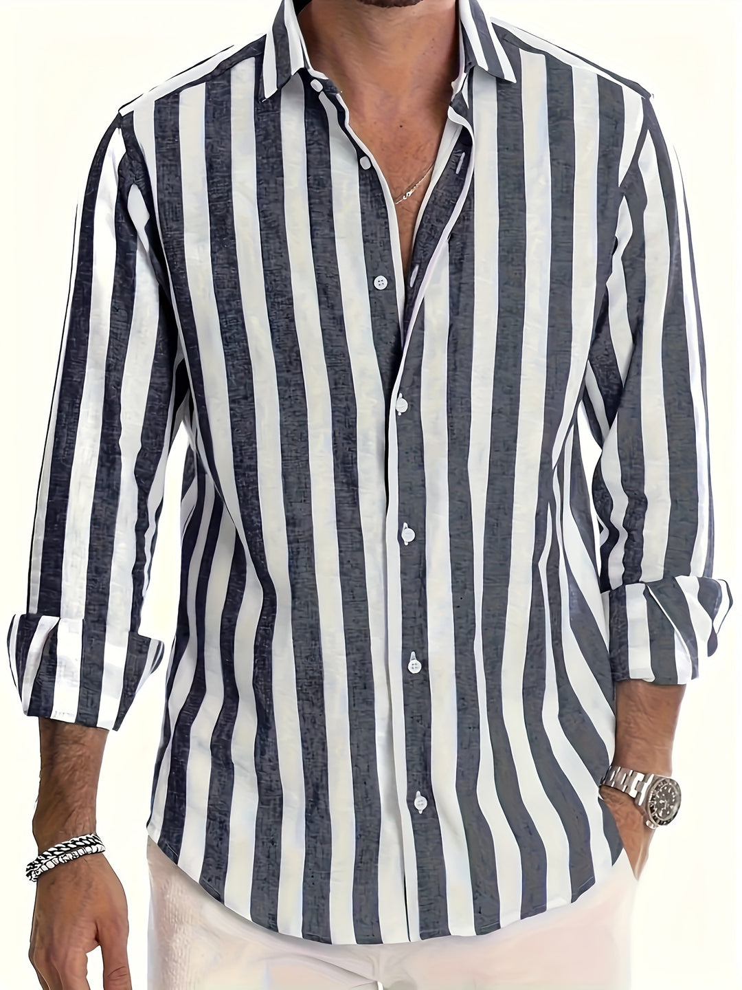Mason | Classic Striped Button-Up Shirt - Valereo