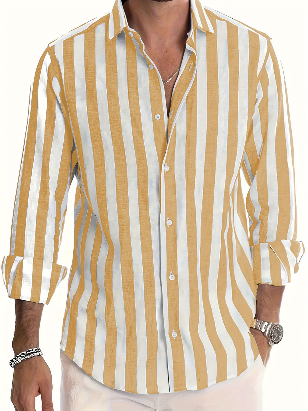 Mason | Classic Striped Button-Up Shirt - Valereo