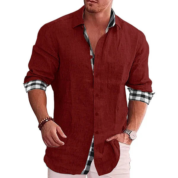 Mason | Stylish Linen Contrast-Trim Shirt - Valereo