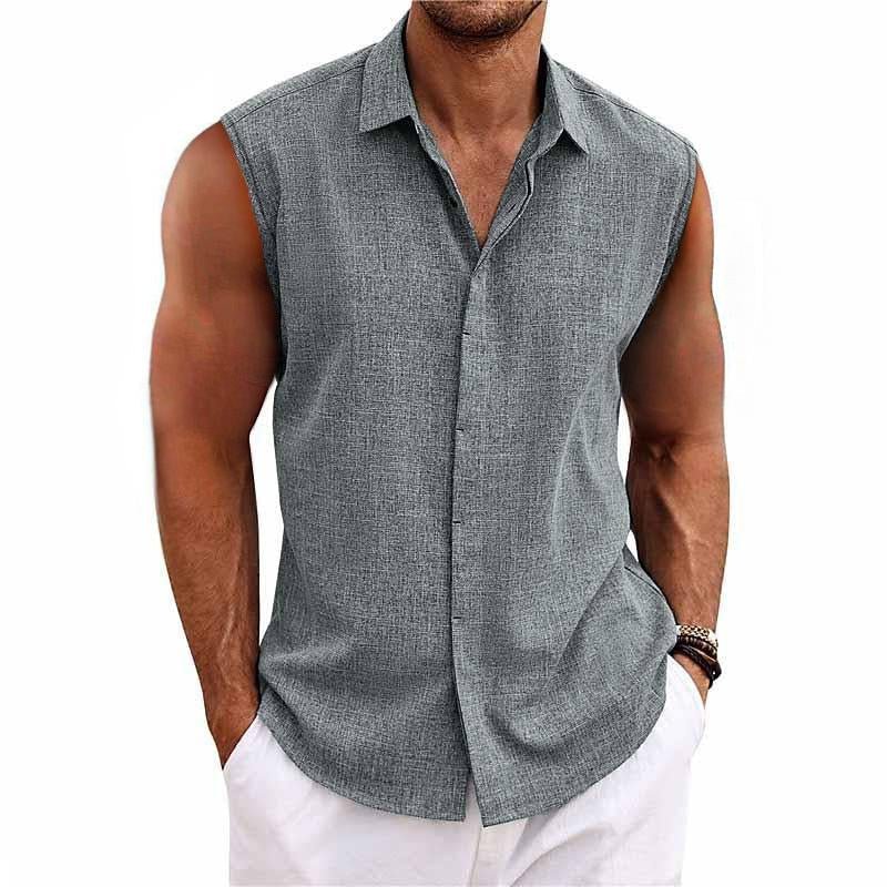 Matthew | Breathable Linen Sleeveless Shirt - Valereo