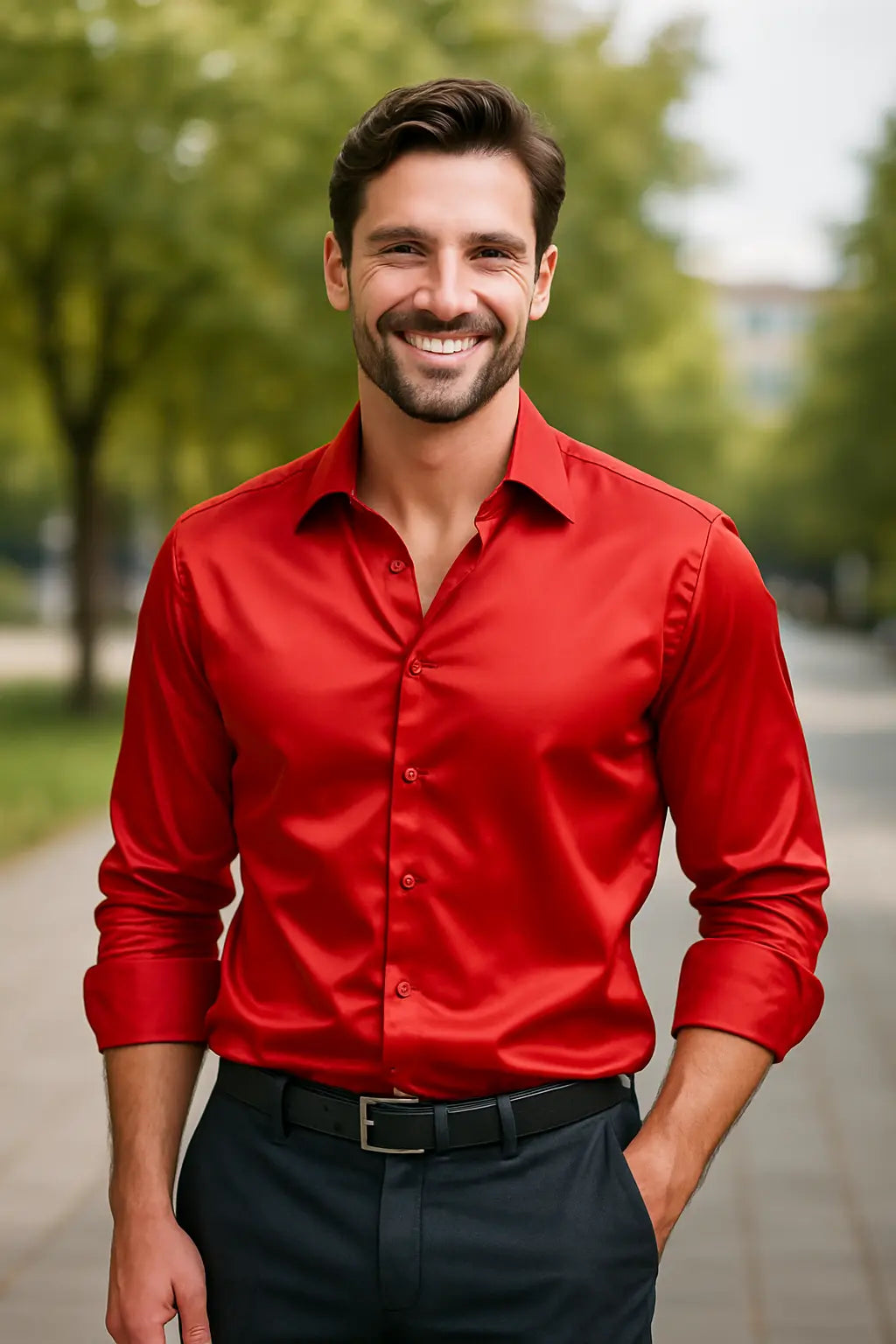 Matthew | Luxury Satin Slim-Fit Shirt - Valereo