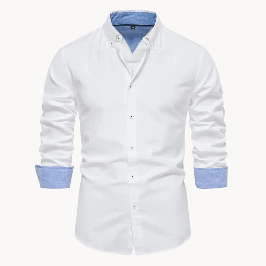 Matthew | Refined Contrast Button-Up Shirt - Valereo