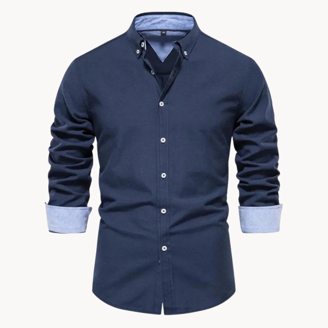 Matthew | Refined Contrast Button-Up Shirt - Valereo
