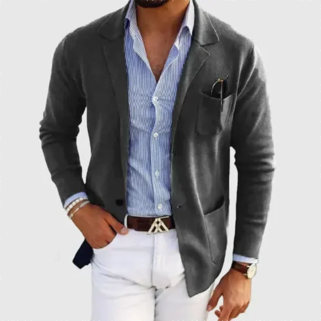 Matthew | Refined Knit Notched-Lapel Blazer - Valereo