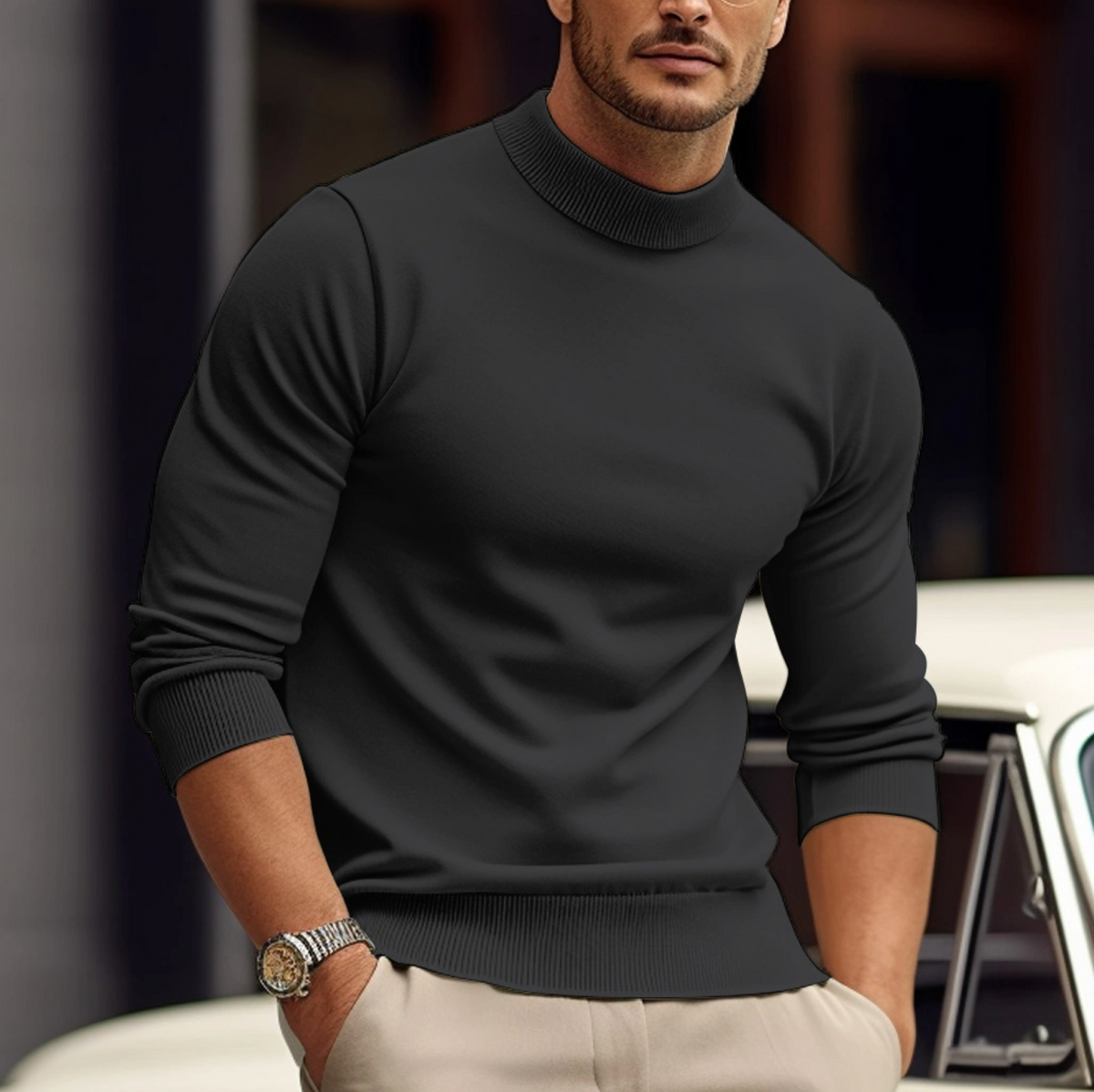 Michael | Refined Mock Neck Knit Sweater - Valereo