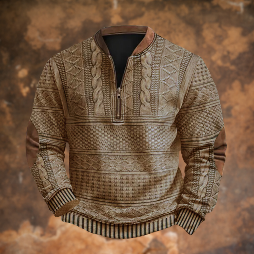 Nathan | Casual Cable Knit Quarter-Zip Sweater - Valereo