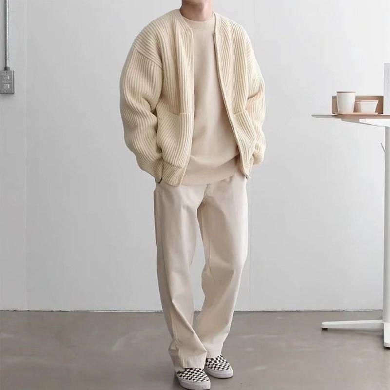 Nathan | Casual Ribbed Knit Zip Cardigan - Valereo