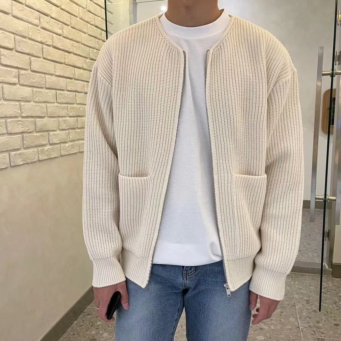 Nathan | Casual Ribbed Knit Zip Cardigan - Valereo