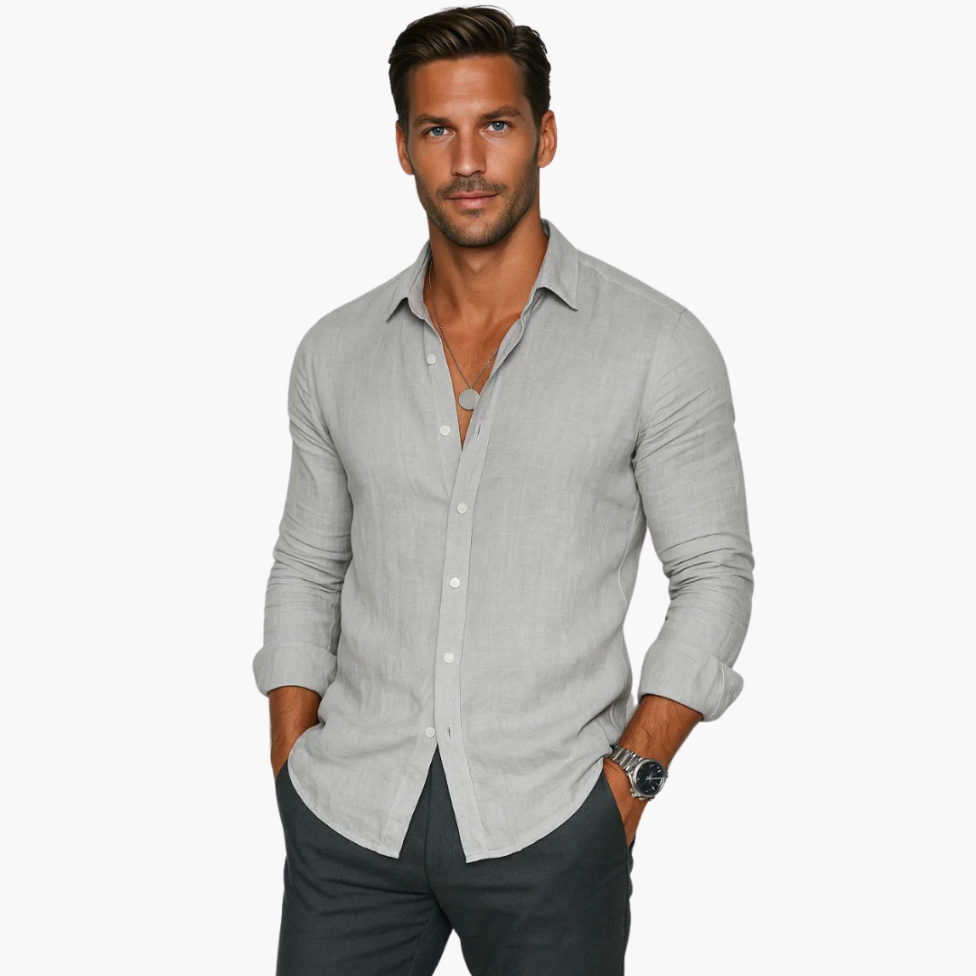 Nathan | Modern Linen Button-Up Shirt - Valereo