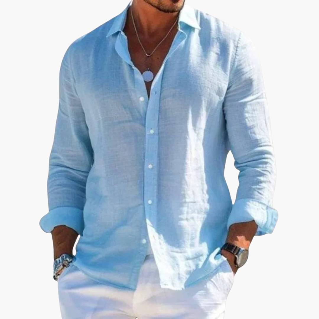 Nathan | Modern Linen Button-Up Shirt - Valereo