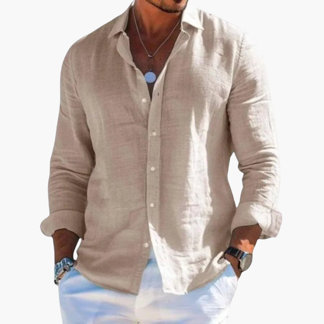 Nathan | Modern Linen Button-Up Shirt - Valereo