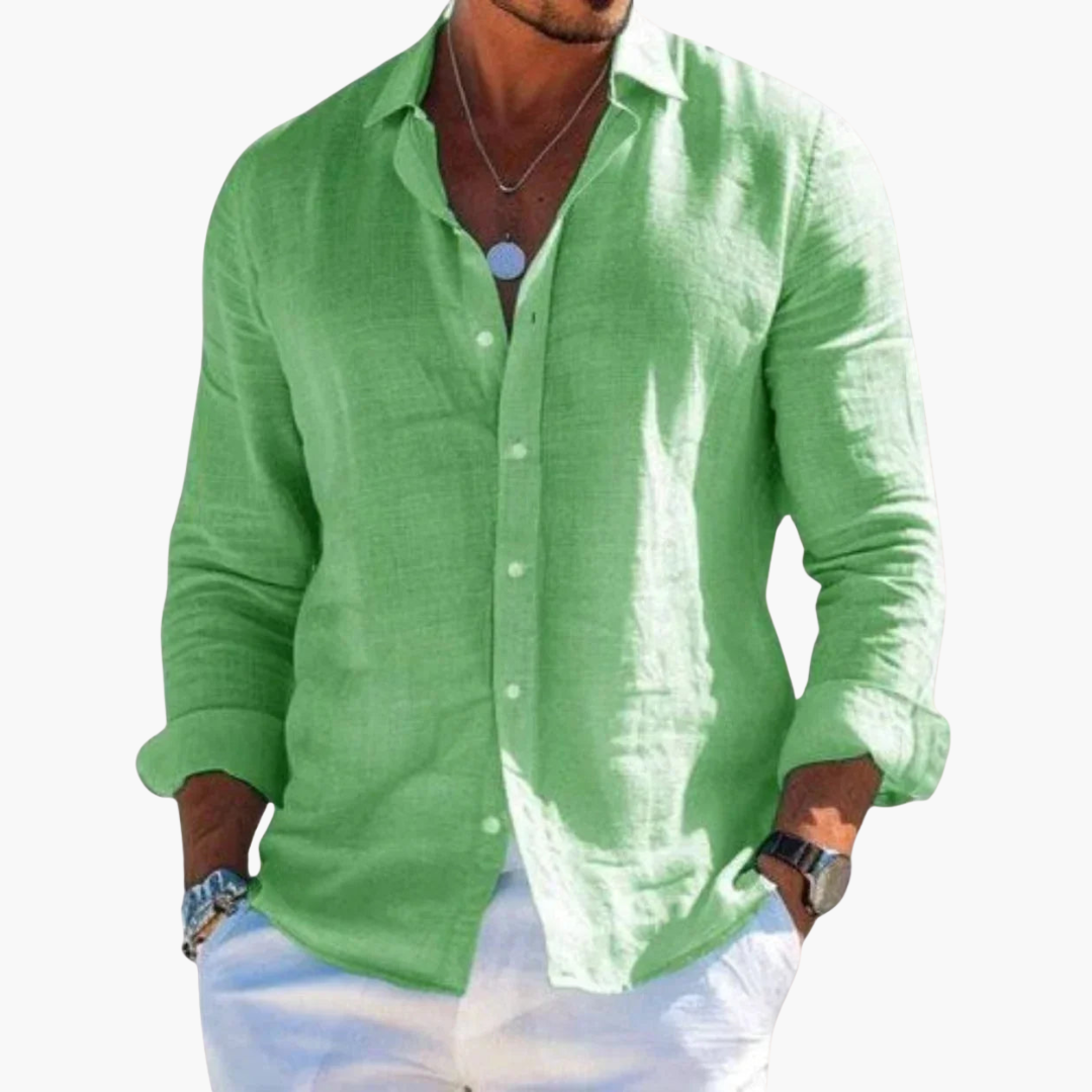 Nathan | Modern Linen Button-Up Shirt - Valereo