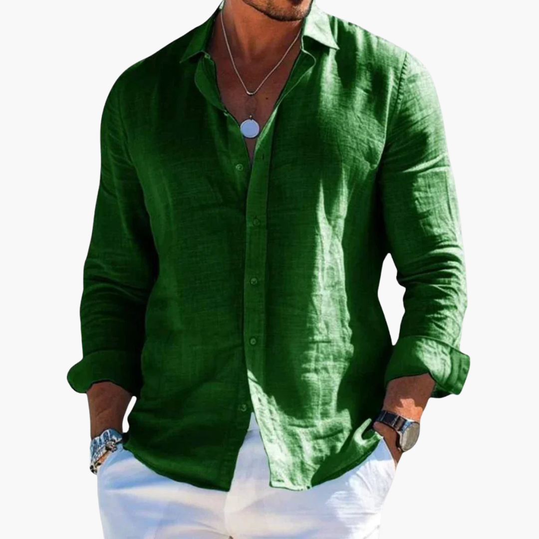 Nathan | Modern Linen Button-Up Shirt - Valereo